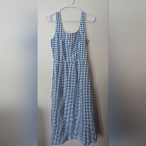 Blue Gingham Sleeveless Maxi Dress